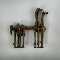 Zoltán Pap brutalist bronze camel wall decoration - mcm -