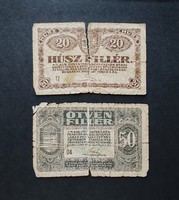 20 + 50 Fillér 1920, VG