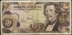 D - 119 -  Külföldi bankjegyek:  1967 Ausztria 20 schilling