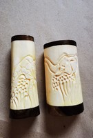 Spice holder 2 elephants, giraffe hand-carved