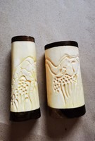 Spice holder 2 pcs elephant, giraffe shepherd carving bone carving