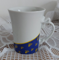 1 Hólloháza blue-gold coffee bean tchibo mug + free 1 Zsolnay tchibo glass - cracked