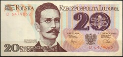 D - 104 -  Külföldi bankjegyek:  1982  Lengyelország 20 zlotych