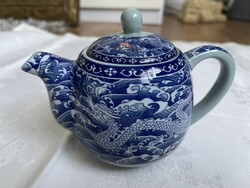 Álomszép Keleti Japán? tea kiöntő sárkányos kék porcelán.