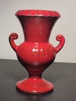 Tűzpiros kétfüles Századközép modern FOHR 307-16 váza