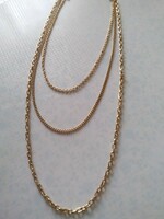 Fashionable 3-row gold-plated necklace