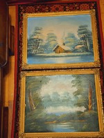 A pair of antique o/v 50x40 cm framed oil paintings for sale cheaply, below the frame price!