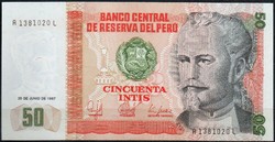 D - 109 -  Külföldi bankjegyek:  1987 Peru 50 intis UNC