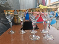 Biedermeier set of 12 glasses edged with a wide 24k gold stripe