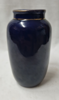 Régi Hollóházi Szakmáry (1939-1949 közötti arany jelzéssel) riolit, kobalt kék váza