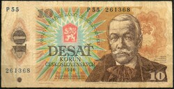 D - 132 -  Külföldi bankjegyek:  1986 Csehszlovákia 10 korona