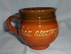 Brown ceramic mug, craft cup (the lady of the house)