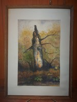 Signos watercolor painting, size indicated
