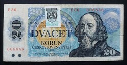 Czechoslovakia 20 crowns / korun 1988, f+, overstamped