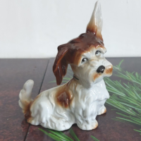 Antique unmarked (wagner & apel) porcelain dog with ears and watch, 14 cm high