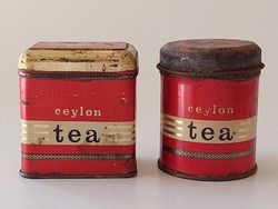 Régi retro 2 db fémdoboz Ceylon teás doboz pléh doboz