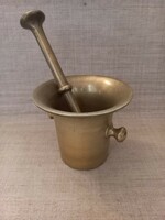 Monumental size brass mortar with pestle