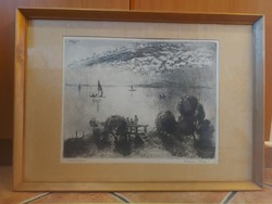 József Kórusz etching, approx. 60 cm in a frame