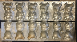 Régi, fém cukrászati forma nyalókához, csoki figurához