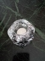 Heavy, thick Scandinavian / Swedish Kosta boda glass snowball candle holder - ice glass - 700 gr