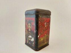 Régi fémdoboz keleti mintás teás doboz japán