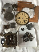 Old, antique wall clock parts, clock parts in one