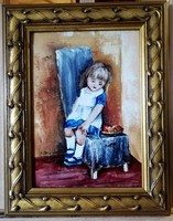 Cinnamon - after Easter (size 18 x 23.5, Oil, antique frame)