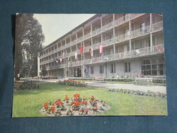 Postcard, Balatonlelle Sot May 1 resort detail, country flag
