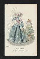 Colored etching, Paris, 1839. Sept. 5., Women's fashion, engraving