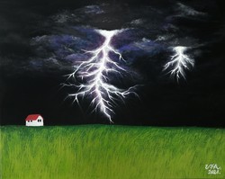 Storm in the field acrylic painting