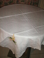 Wonderful hand embroidered pine branch pattern soft damask tablecloth