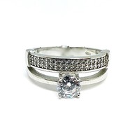 Silver solitaire ring with stones (zal-ag108437)