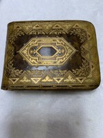 Antique leather box with gilded motif