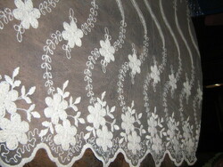 Floral curtain embroidered in beautiful vintage snow-white fabric