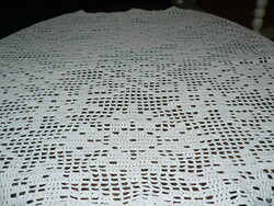Charming antique vintage hand crocheted pink tablecloth