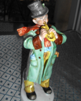Régi porcelán jelzett zenész (Trombitás) figura