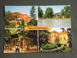 Képeslap, Balatonfüred Tihany,mozaik részletek,szívkórház, hotel,strand,savanyúvíz forrás,Jókai emlé
