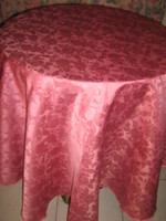 Beautiful elegant vintage rosy round silk tablecloth