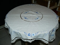Cute blue floral lace edge tablecloth
