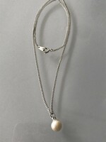Silver-plated necklace with a very beautiful pearl pendant, 42 cm long