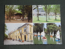Postcard, Balaton Spa, mosaic details, sour water spring, nice restaurant, school, sailing club