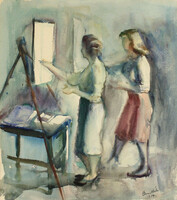 Russian Béla - drawing school ii. 1957. Watercolor paper | in the studio painting school painting course painting course