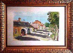 Somogyi Signed - Village Street with Child