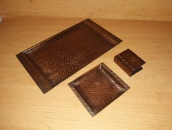 Craftsman copper cigar tray, ashtray and match holder set (b)