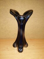 Bohemia kék vastag üveg  váza - 32 cm (4/d)