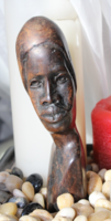 African wood carved female head