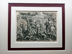 Hunting, contemporary Renaissance engraving, made around 1570