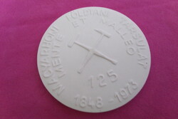 Porcelain unglazed plaque herend 11.5cm 1973 Hungarian geological association 125 years old