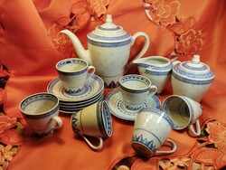 Rizs szemes kínai porcelán, 6 személyes kávés készlet, 17 db.