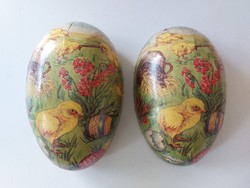 Régi papírmasé tojás húsvéti dekor 15 cm csibe minta